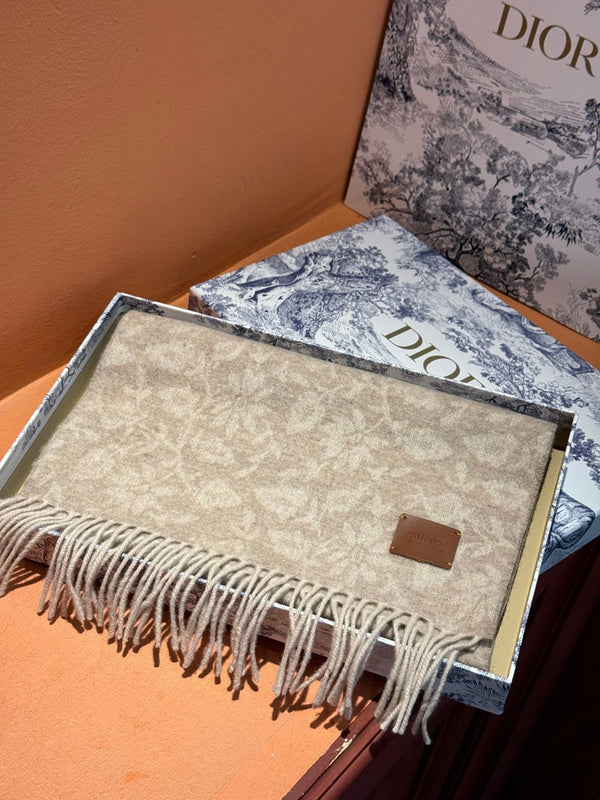 SCIARPA 180 CM IN CASHMERE MONOGRAMMA ECRU TAN 394644