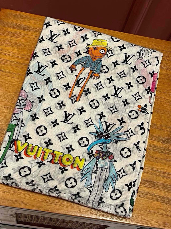 SCIARPA LUNGA 200 CM IN CASHMERE MONOGRAM BIANCO 396506