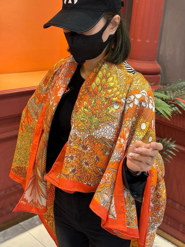 Mountain Zebra Scarf 185 CM Yellow Colorful Silk 402279