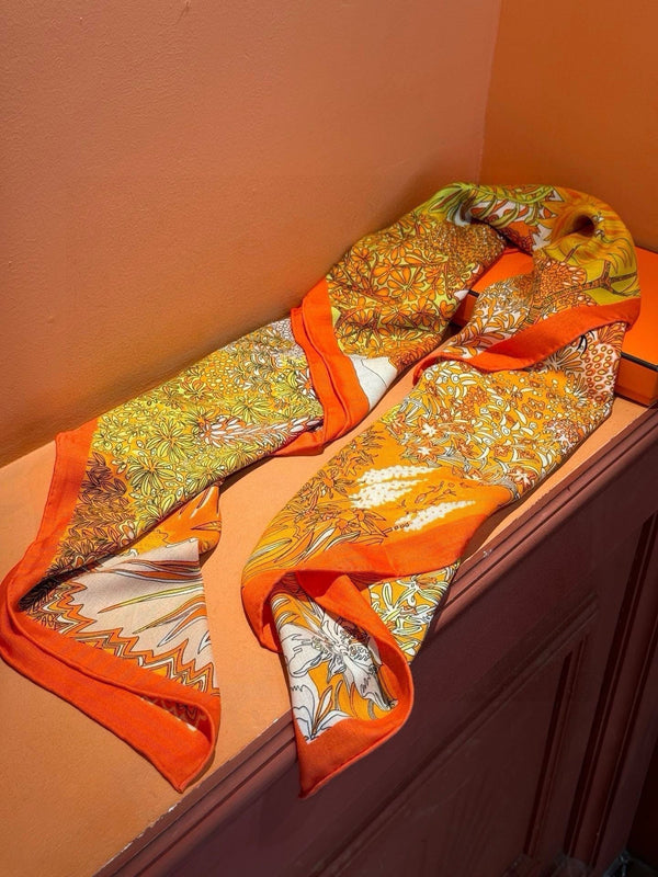 Mountain Zebra Scarf 185 CM Yellow Colorful Silk 402279