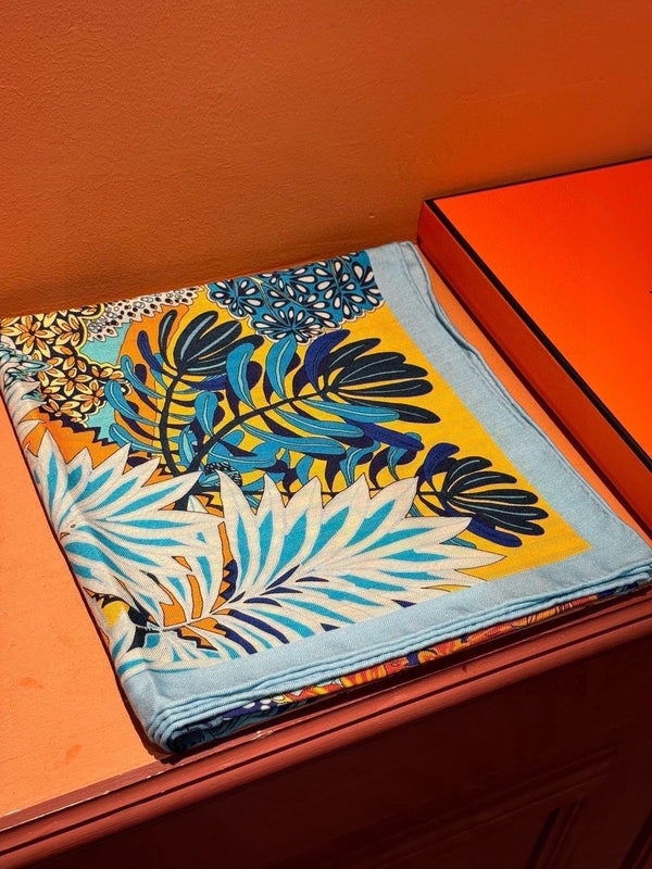 Mountain Zebra Scarf 185 CM Blue Colorful Silk 402280