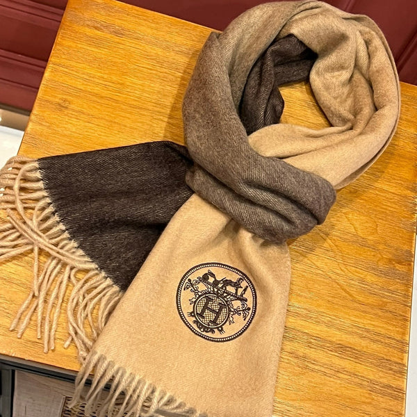 Scarf 190 CM In Beige Mix Dark Brown Cashmere