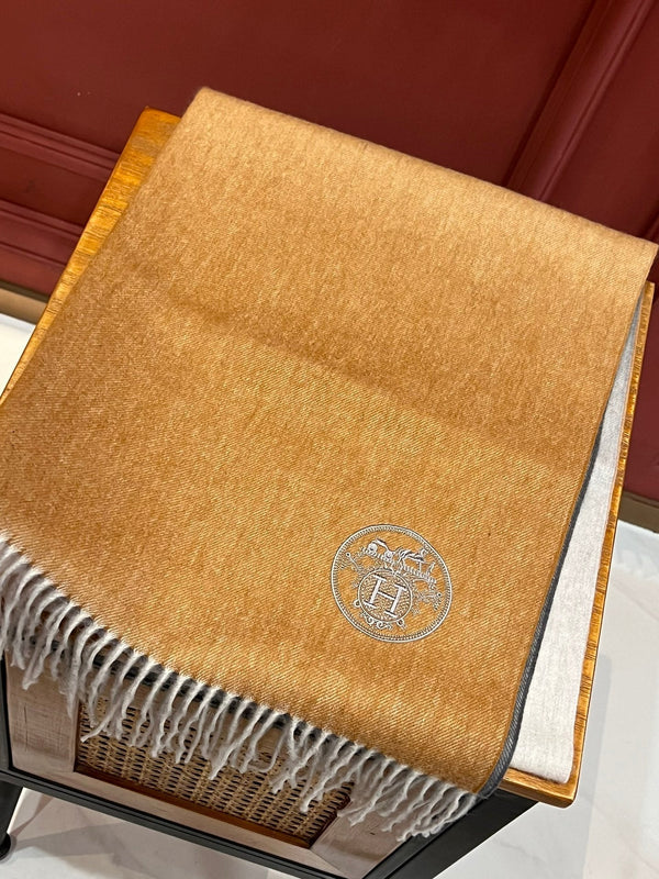 Scarf 190 CM In Dark Beige Mix Grey White Cashmere