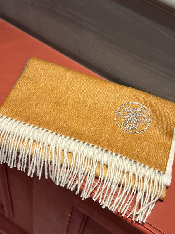 Scarf 190 CM In Dark Beige Mix Grey White Cashmere