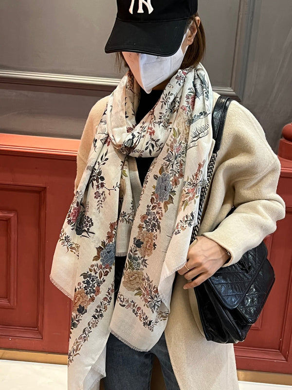 SCARF 200 CM IN WHITE MIX COLORFUL CASHMERE 413823