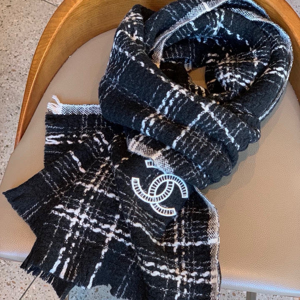 CC Scarf 200 CM In Black With White Stripes Cashmere 415342