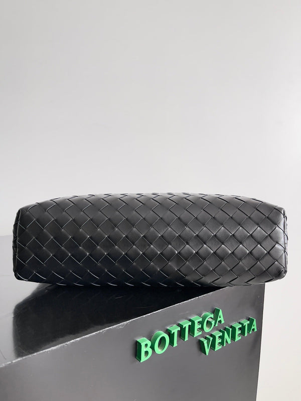 BV 25 Zipped North-South Tote 33.5cm Black Intrecciato Leather