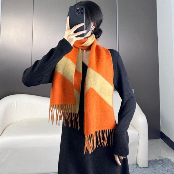 SCARF 190 CM IN RUST ORANGE MIX LIGHT YELLOW CASHMERE 370396