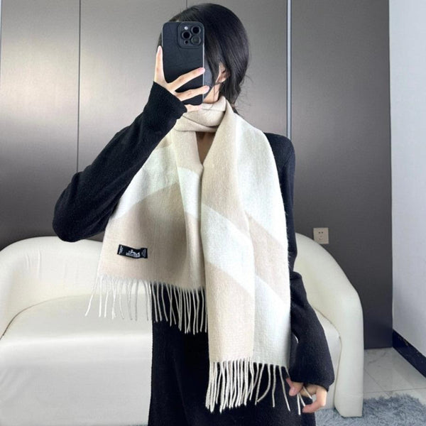 SCARF 190 CM IN OAT TAN MIX WHITE CASHMERE 370397