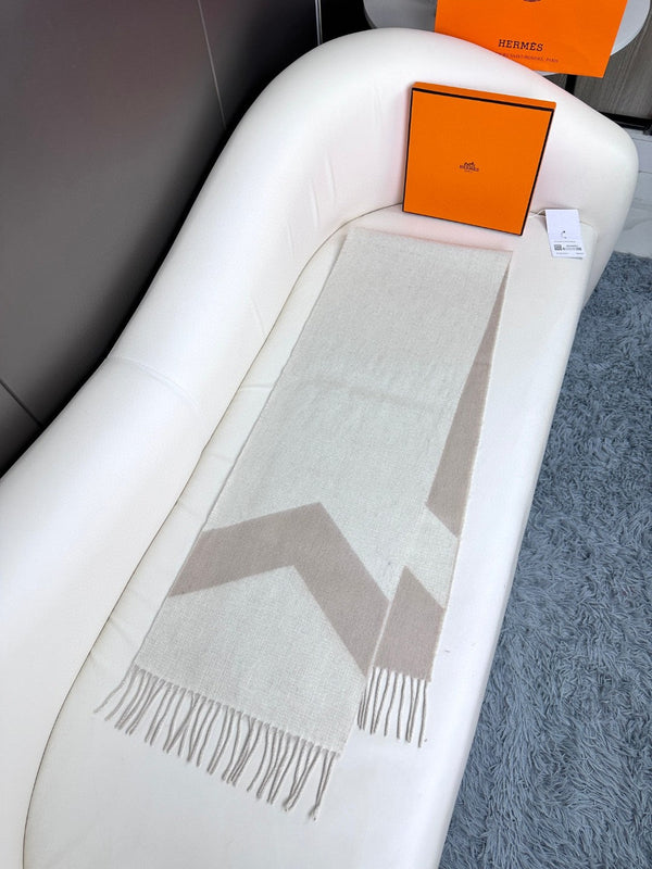 SCARF 190 CM IN OAT TAN MIX WHITE CASHMERE 370397