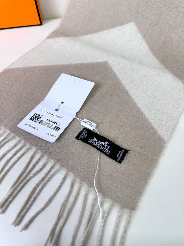 SCARF 190 CM IN OAT TAN MIX WHITE CASHMERE 370397