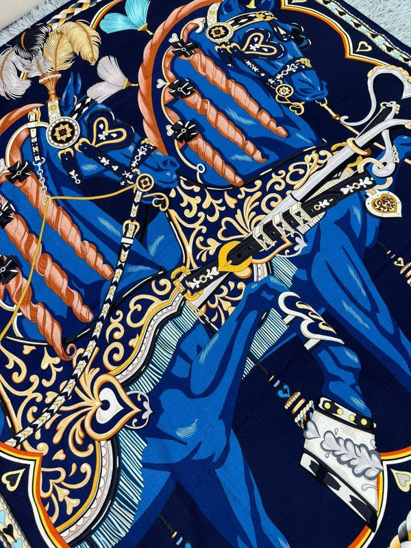 Harnais De Coeur Scarf  135 CM In Black Colorful Cashmere And Silk 381095