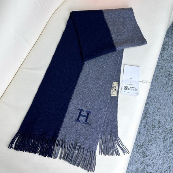 SCARF 180 CM IN LIGHT PINK MIX KHAKI BROWN CASHMERE WITH EMBROIDERED LOGO