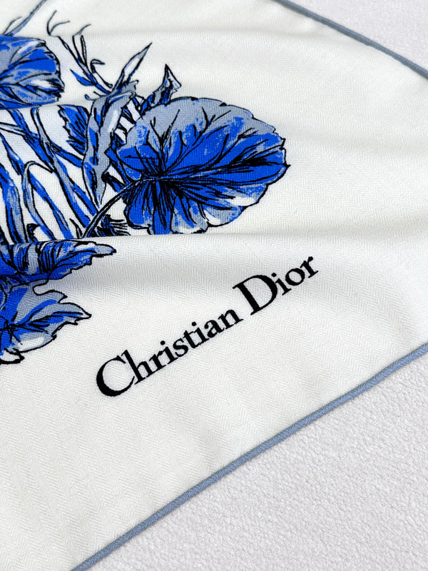 SCIARPA QUADRATA 140 CM IN MISTO BIANCO CASHMERE E SETA BLU COBALTO 390940