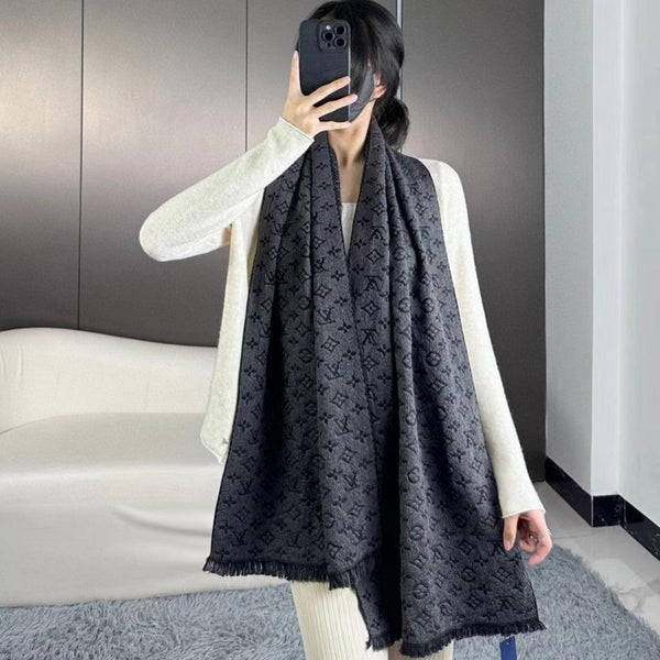 SCIARPA 180 CM IN CASHMERE MONOGRAM CLASSICO BLU DI PRUSSIA 396439