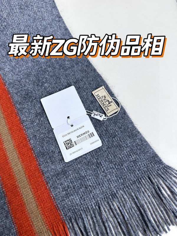 Scarf 180 CM In Charcoal Grey Mix Red Khaki Green Cashmere 401088