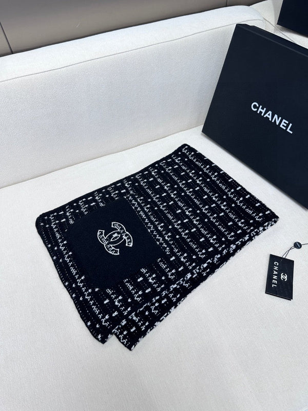 SCIARPA 180 CM IN CASHMERE NERO MISTO BIANCO 403850