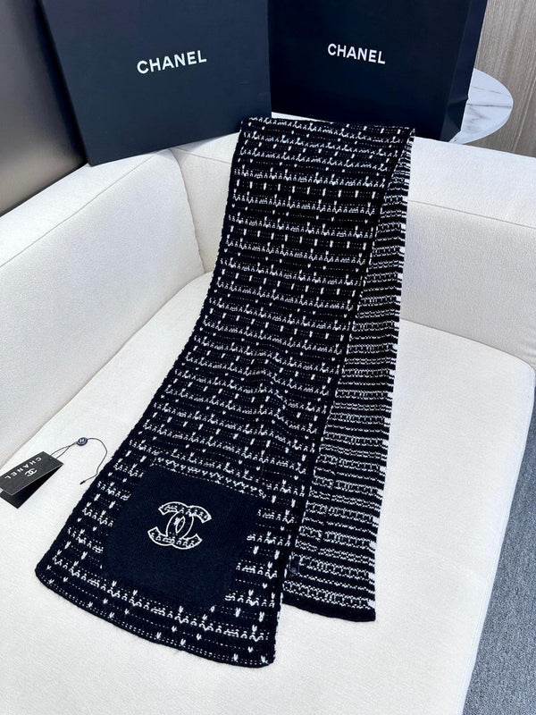 SCIARPA 180 CM IN CASHMERE NERO MISTO BIANCO 403850