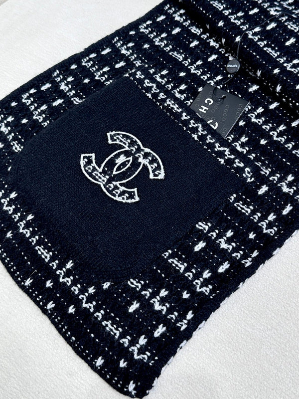 SCIARPA 180 CM IN CASHMERE NERO MISTO BIANCO 403850