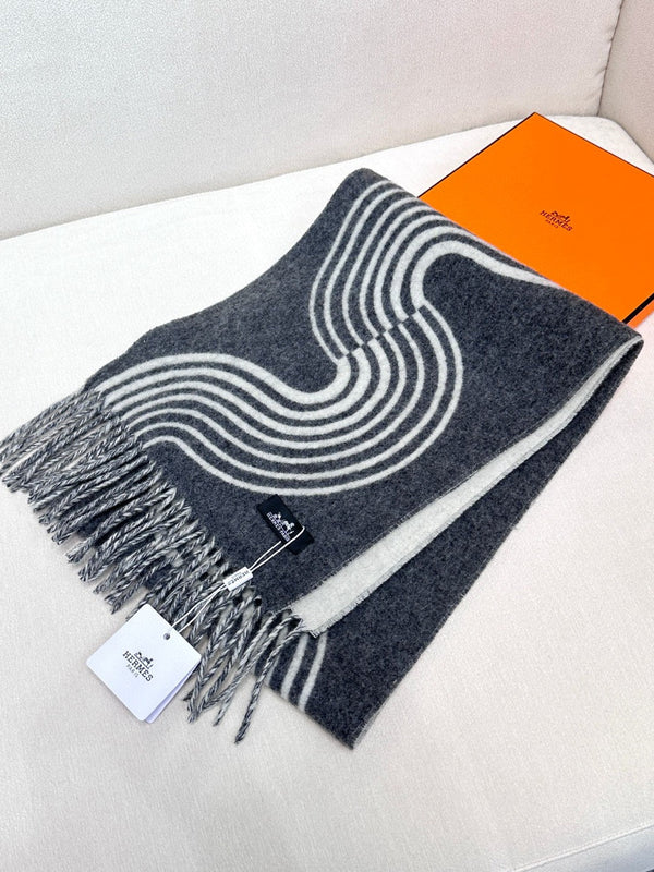 Scarf 180 CM Black Mix White Cashmere