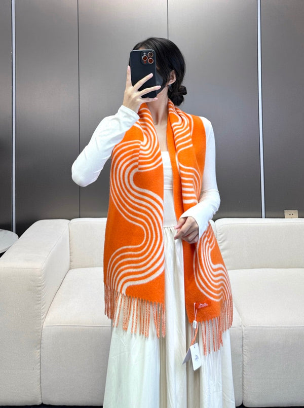 Scarf 180 CM Orange Mix Light Beige Cashmere