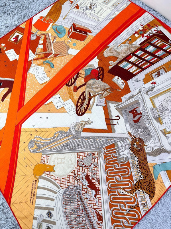 Square scarf 135 CM Yellow Orange Colorful Cashmere And Silk