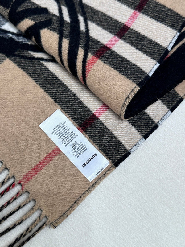 SCIARPA 180 CM IN CASHMERE NERO E MARRONE CHIARO 407240