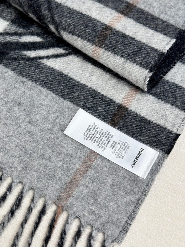 SCIARPA 180 CM IN CASHMERE NERO E GRIGIO CHIARO 407242