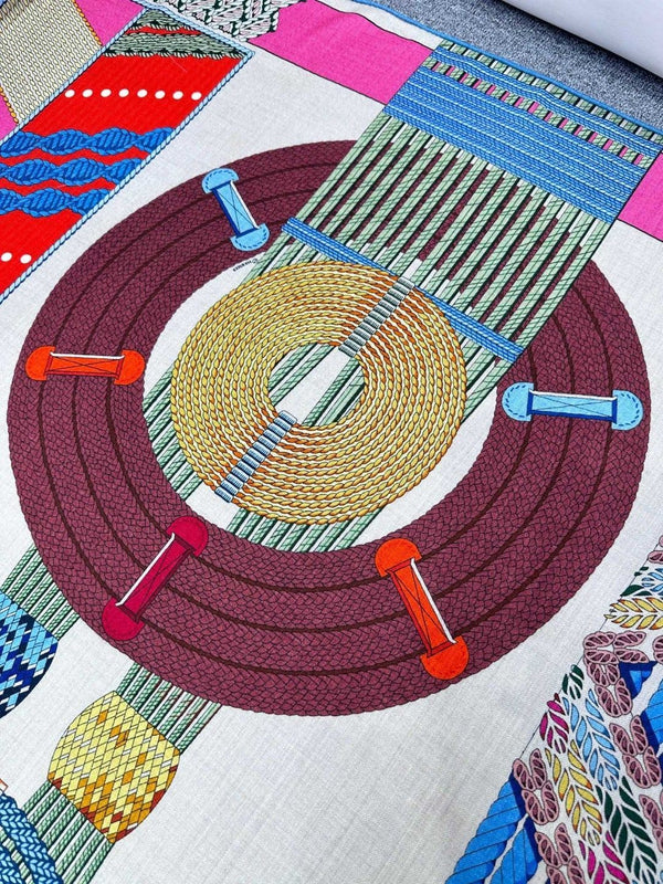 Dressage Tressage Shawl 140 CM In Blue Black Colorful Silk