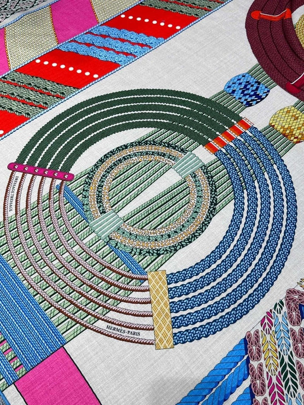 Dressage Tressage Shawl 140 CM In Blue Black Colorful Silk