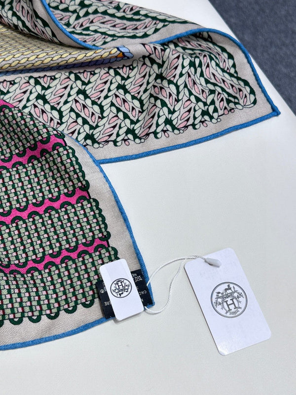 Dressage Tressage Shawl 140 CM In Blue Black Colorful Silk