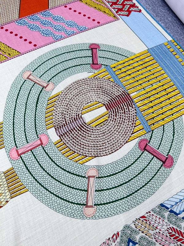 Dressage Tressage Shawl 140 CM In Red Yellow Colorful Silk