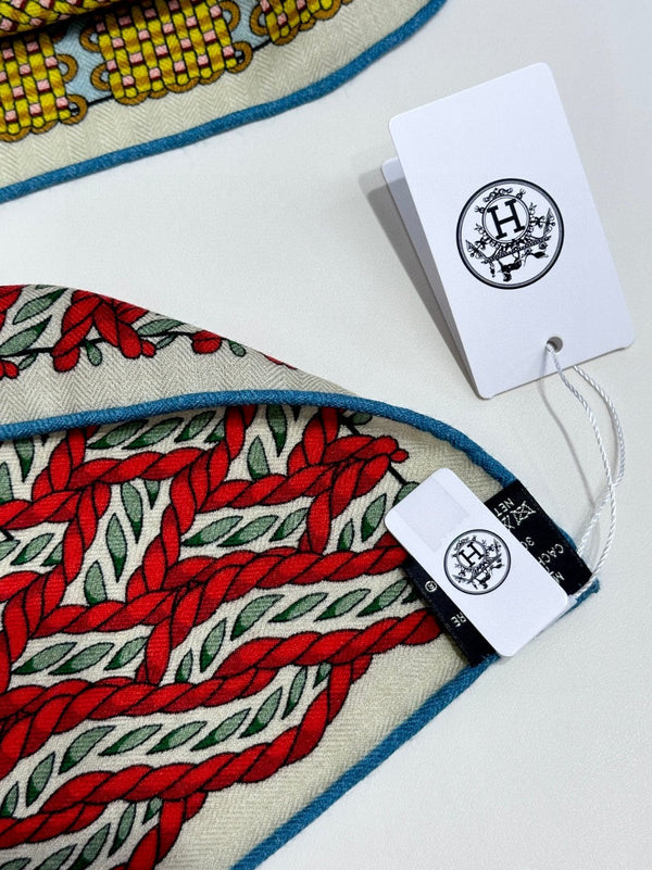 Dressage Tressage Shawl 140 CM In Red Yellow Colorful Silk