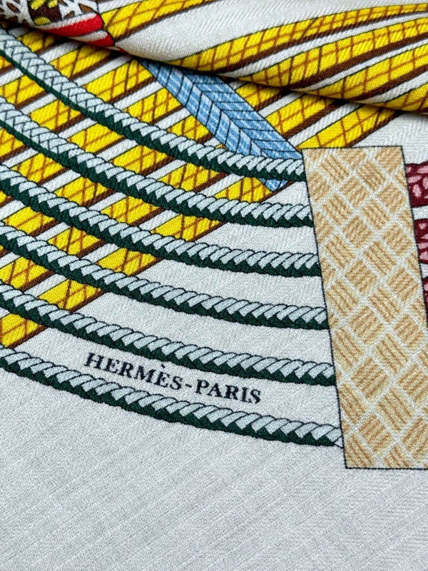 Dressage Tressage Shawl 140 CM In Red Yellow Colorful Silk