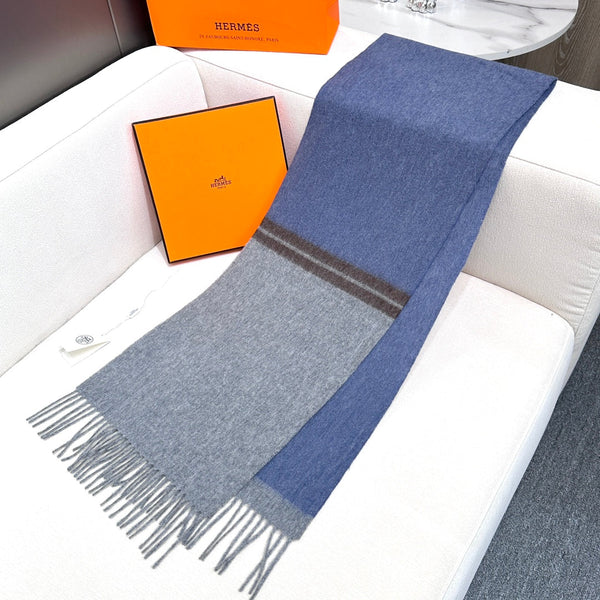 Scarf 180 CM Blue Grey Cashmere