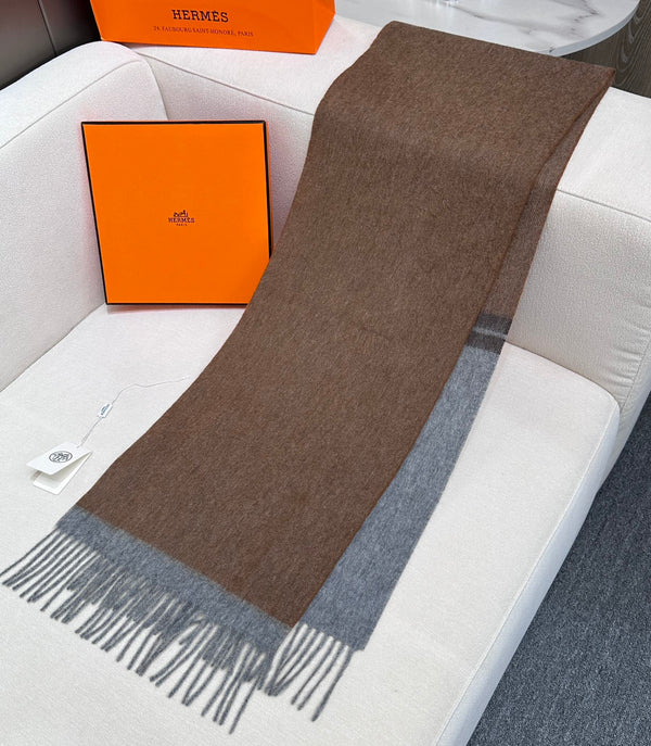 Scarf 180 CM Brown Grey Cashmere