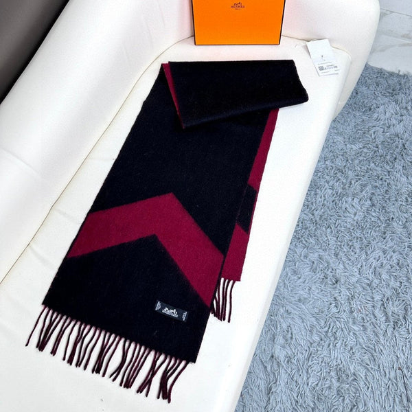 Scarf 190 CM Dark Red Mix Black Wool Soft