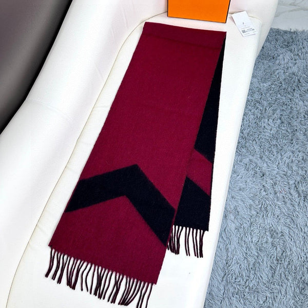 Scarf 190 CM Dark Red Mix Black Wool Soft