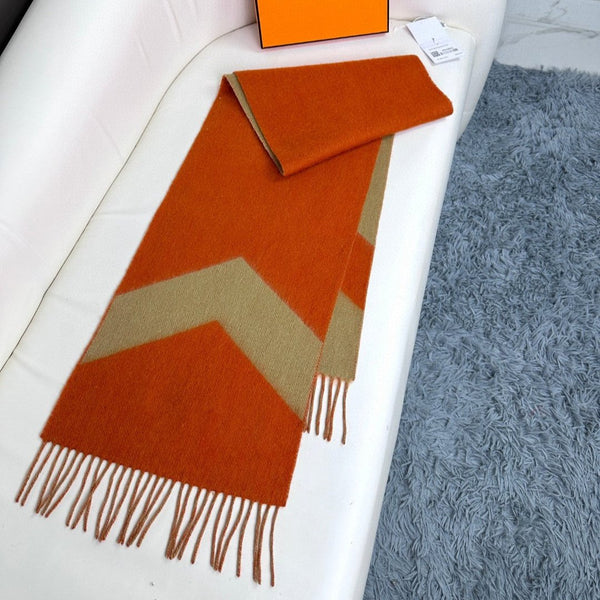 Scarf 190 CM Orange Mix Light Brown Wool Soft