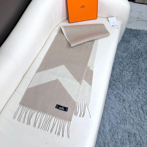 Scarf 190 CM Light Brown Mix White Wool Soft