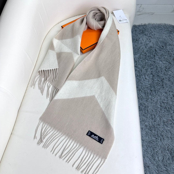 Scarf 190 CM Light Brown Mix White Wool Soft