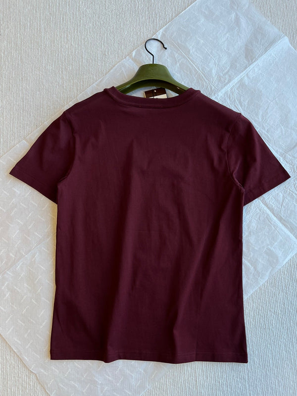 Gucci 25 Three-dimensional Embossed Letter Short-sleeved Top Red Cotton
