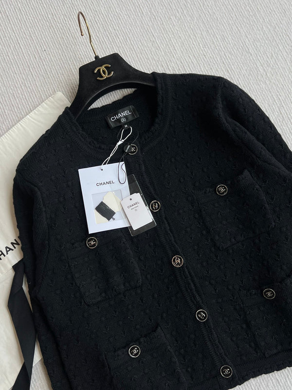 Chanel 25P Cardigan Black Cashmere 220195