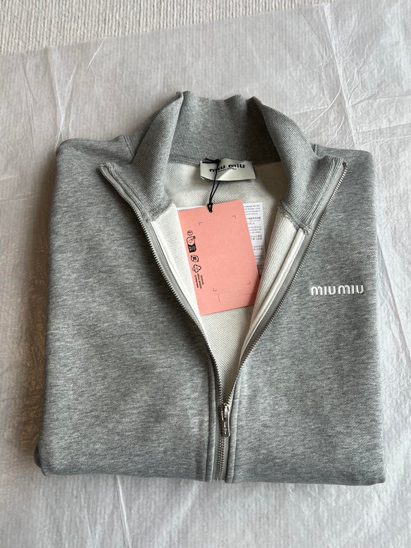 Miu Miu 25 Jacket Grey Wool Mix Cotton