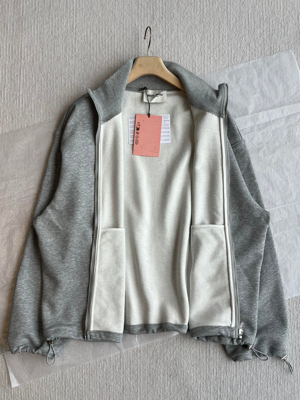 Miu Miu 25 Jacket Grey Wool Mix Cotton