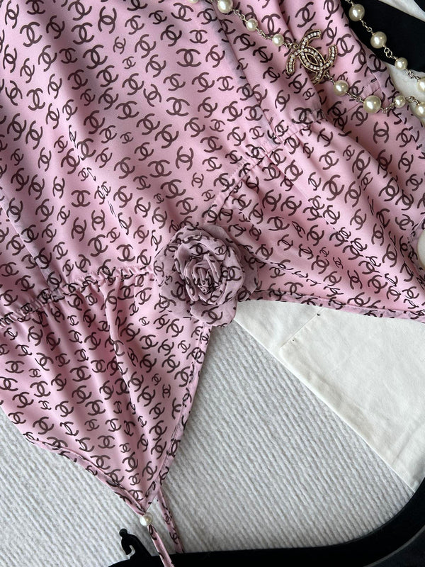 CC Suspender Dress Pink Polyester Linen