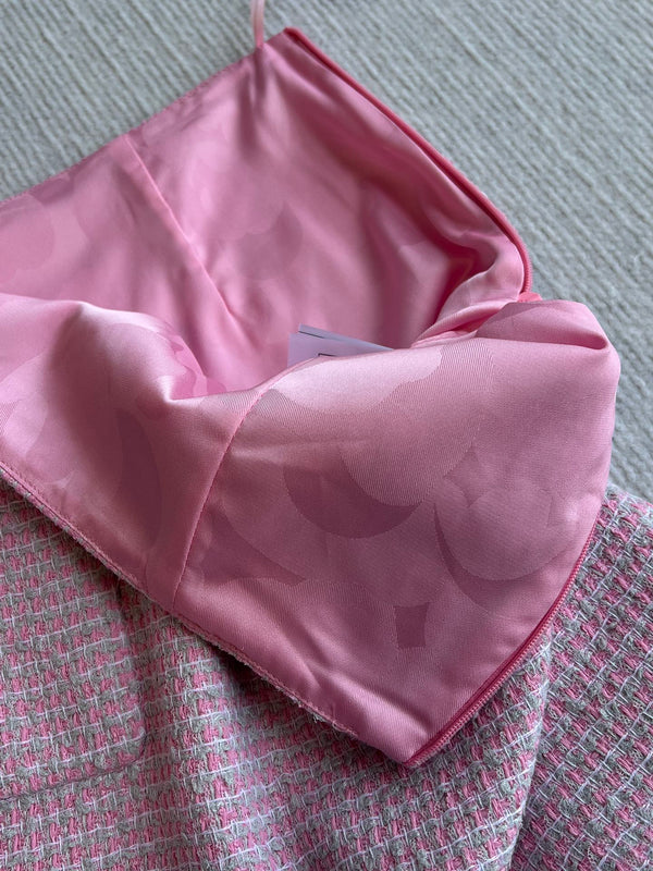 CC 25SS Lace-up Skirt Pink Sequins Tweed 235920