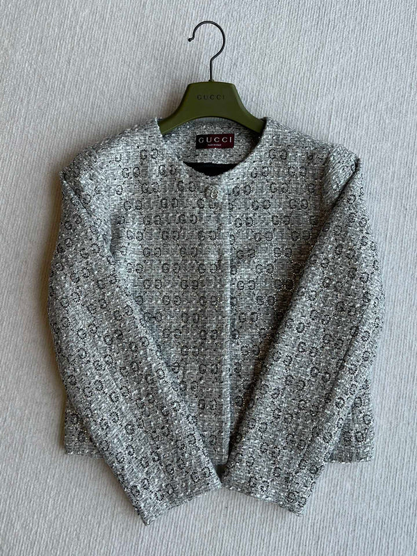 Gucci 25 Diamond Round Neck Jacket Gray Viscose
