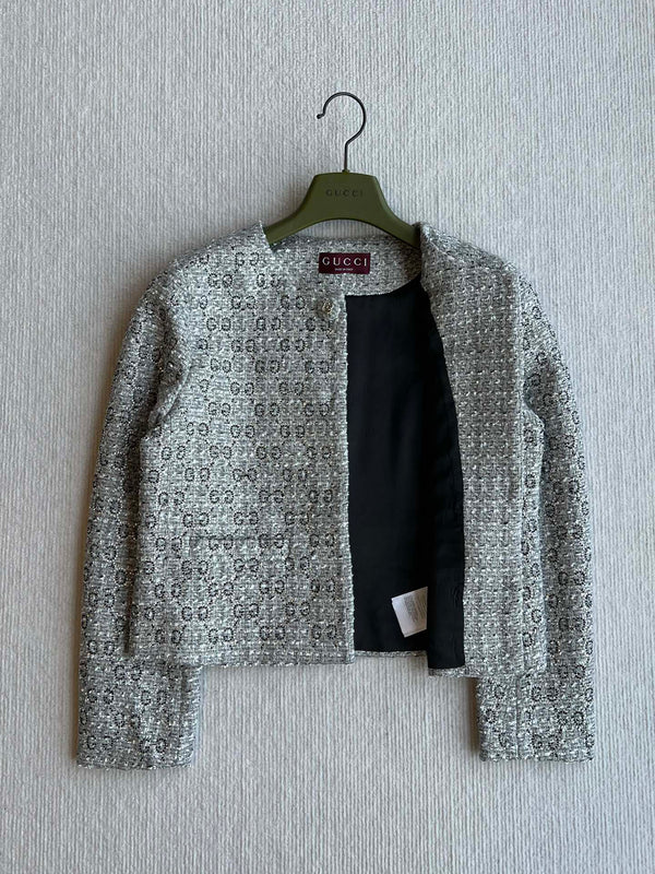 Gucci 25 Diamond Round Neck Jacket Gray Viscose