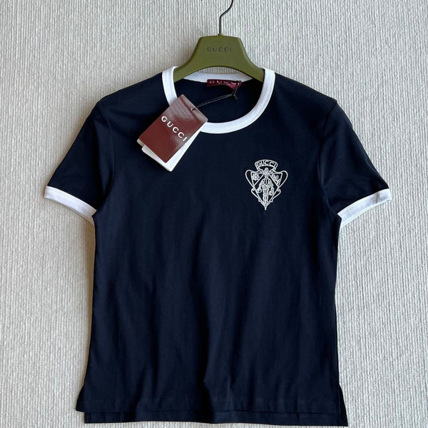 Gucci 25 Threaded Round Neck Short Sleeves T-shirt Blue Cotton